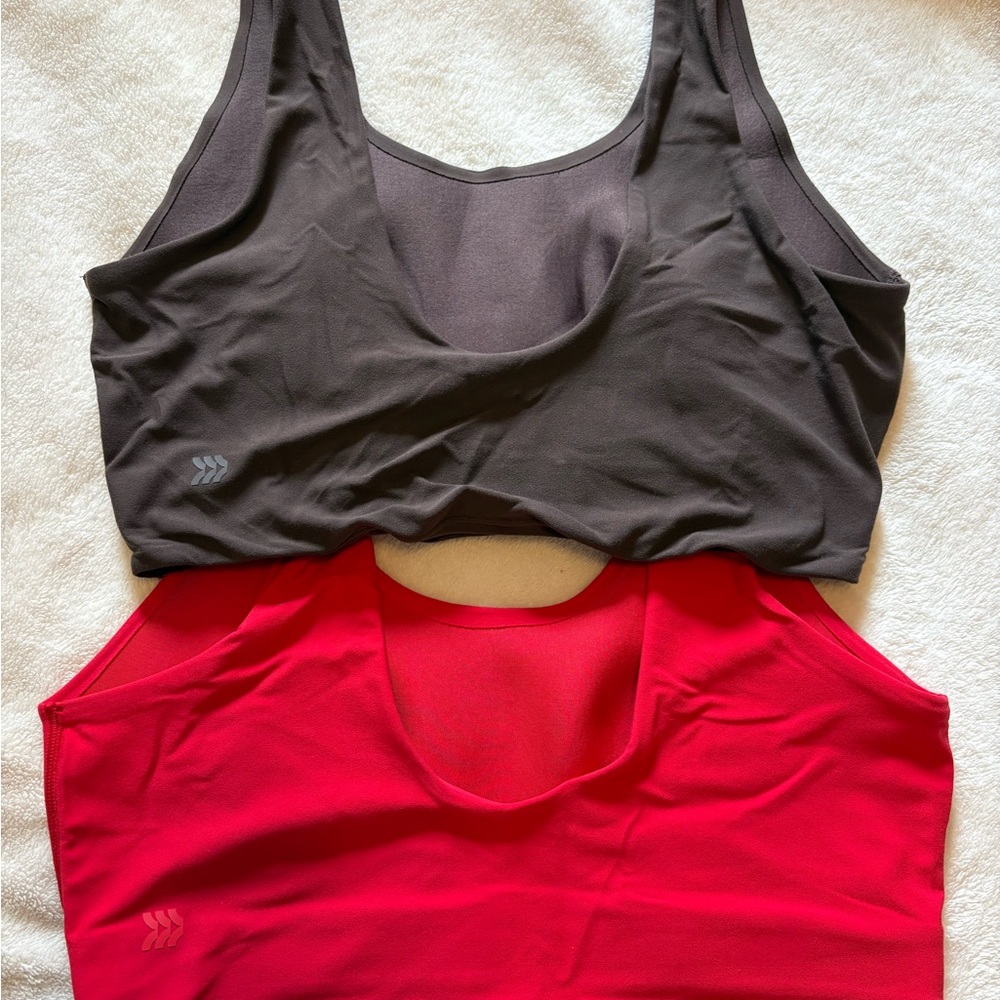 Women’s Scoop Neck Active Bralette - Red and Dark Gray